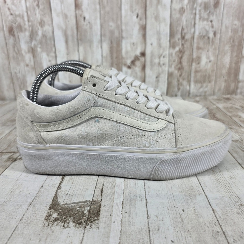 Vans Old Skool Platform Floral Marshmallow White Sneakers Womens 8.5 VN0A3B3UY28